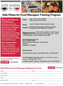 Cover photo for Safe Plates Class Scheduled for July