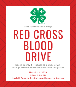 "Red Cross Blood Drive" with 4H Logo
