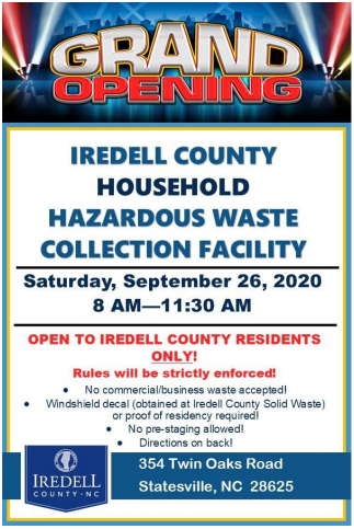 Hazardous Waste Day Info from Iredell Co
