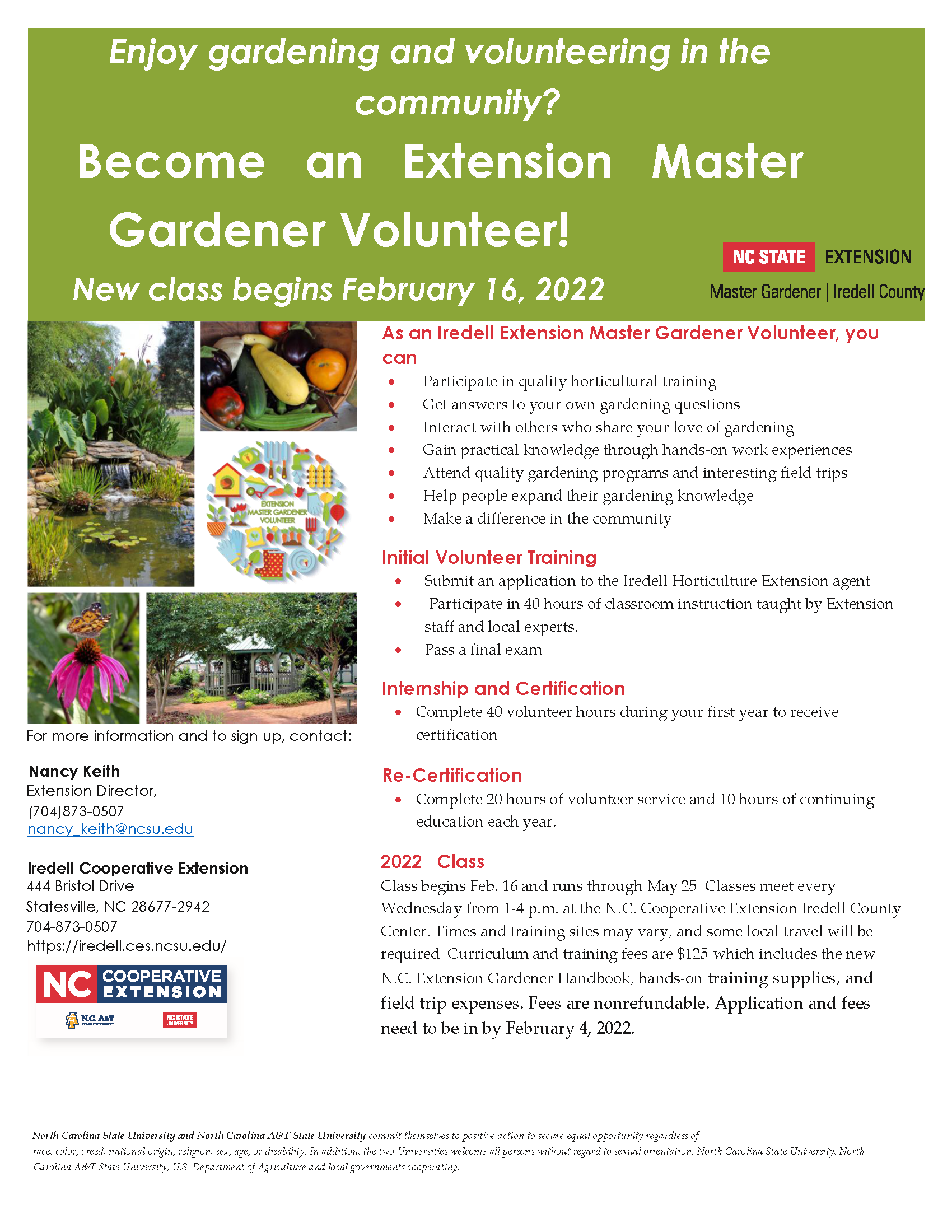 This the program flyer advertising the Extension Master Gardener Class 