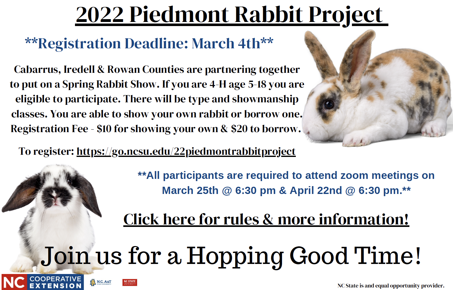Flyer for Piedmont Rabbit Project