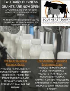 Cover photo for The Southeast Dairy Business Innovation Initiative Has TWO Grants Now Open!